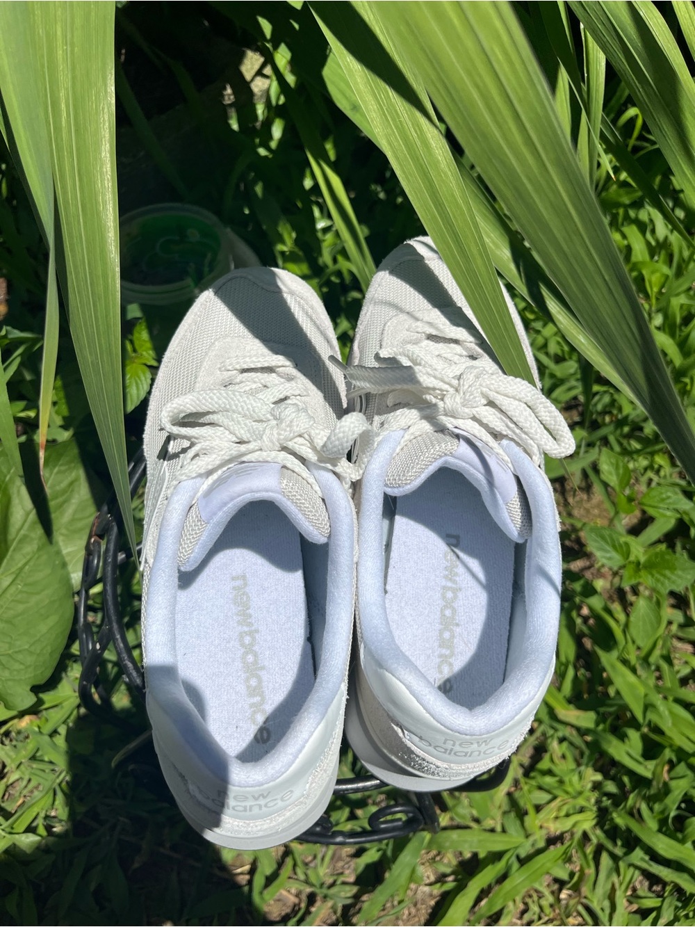 New Balance White Canvas & Suede Platform Sneakers - Picture 6 of 8